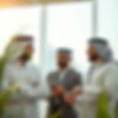 Investors Engaged in Real Estate Discussion Investors discussing real estate opportunities in Dubai