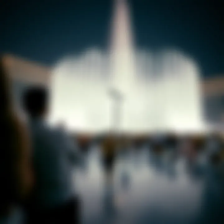 Crowd enjoying the fountain show by the Dubai Mall