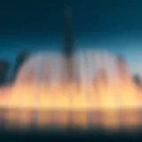 Stunning view of Burj Khalifa Fountain Show at night