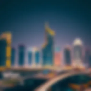 Cayan Business Center in the Dubai Skyline Dubai skyline featuring Cayan Business Center