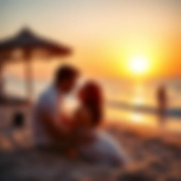 Couple enjoying a sunset on the beach