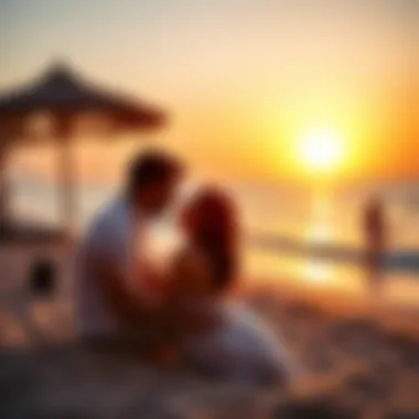 Sunset Romance by the Shore Couple enjoying a sunset on the beach