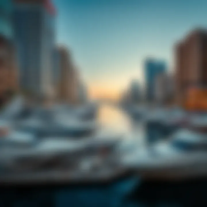 The stunning Dubai Marina with luxury yachts