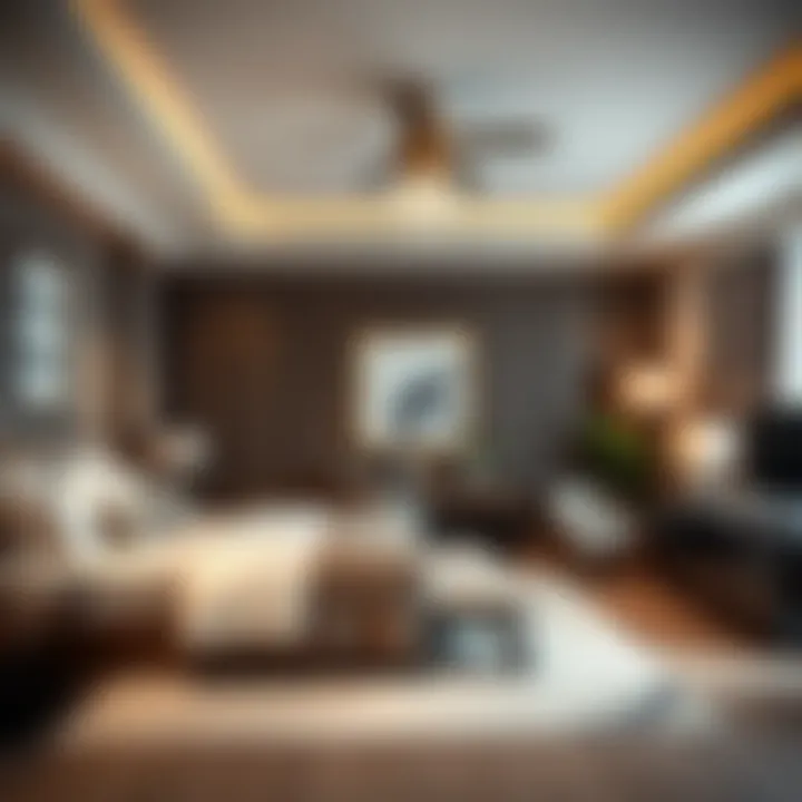 Elegant bedroom in a hotel apartment with upscale furnishings