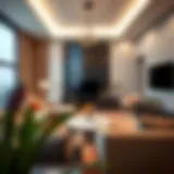 Luxurious hotel apartment living room showcasing modern design
