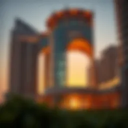 Stunning architectural details of The Pointe at sunset