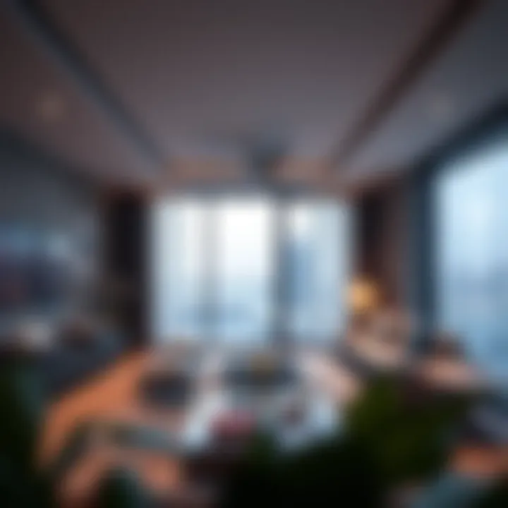 Luxury apartment interior at Marina Shores highlighting modern amenities