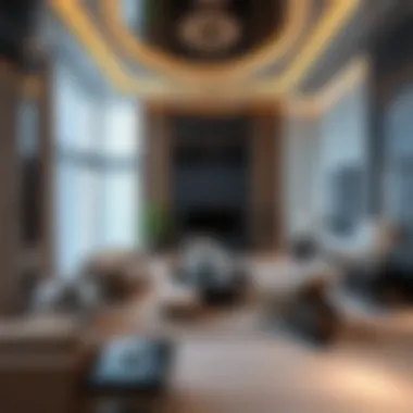 High-End Interior Design of Mega Home A well-designed interior showcasing high-end furniture in a mega home