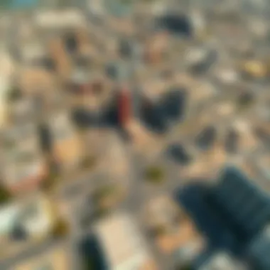 Aerial View of Dubai with Parking Spaces Aerial view of Dubai showcasing urban areas with parking spaces