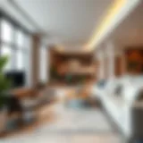 A modern shared living space showcasing a stylish communal area.